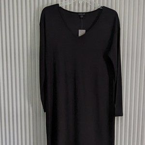 J. Jill Wearever Collection Black V Neck Dress SP Small Petite Long Sleeve